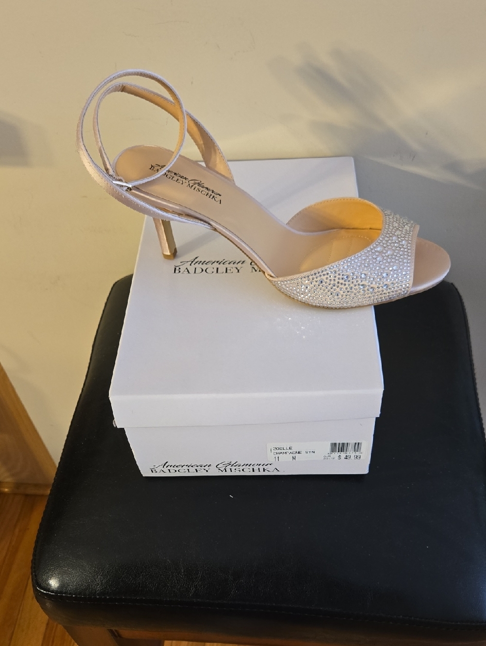 Badgley Mischka Blush Crystal Open-Toe Slingback Heel 11M